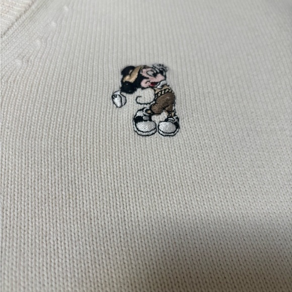 THE DISNEY CO.Cream V-Neck Golf Sweater Vest with Embroidered Mickey Mouse SZ XL - Picture 6 of 8